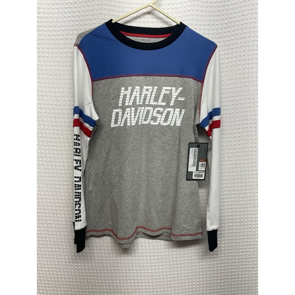 Women's Men's Harley-Davidson Racing Shirt Size Medium Colorblock Stretch‎